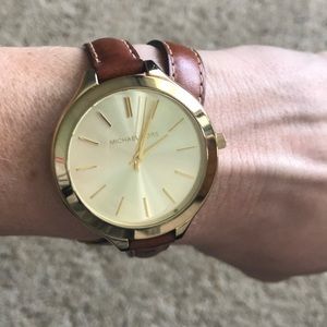 Micheal Kors Leather double band gold watch